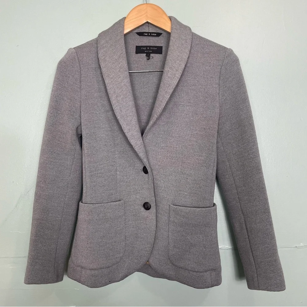 Rag & Bone Wool Blazer Gray Knit Sweater Cardigan Size Small Pockets